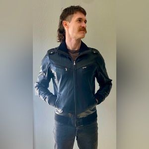 Leather (real!) bomber jacket (black / medium)